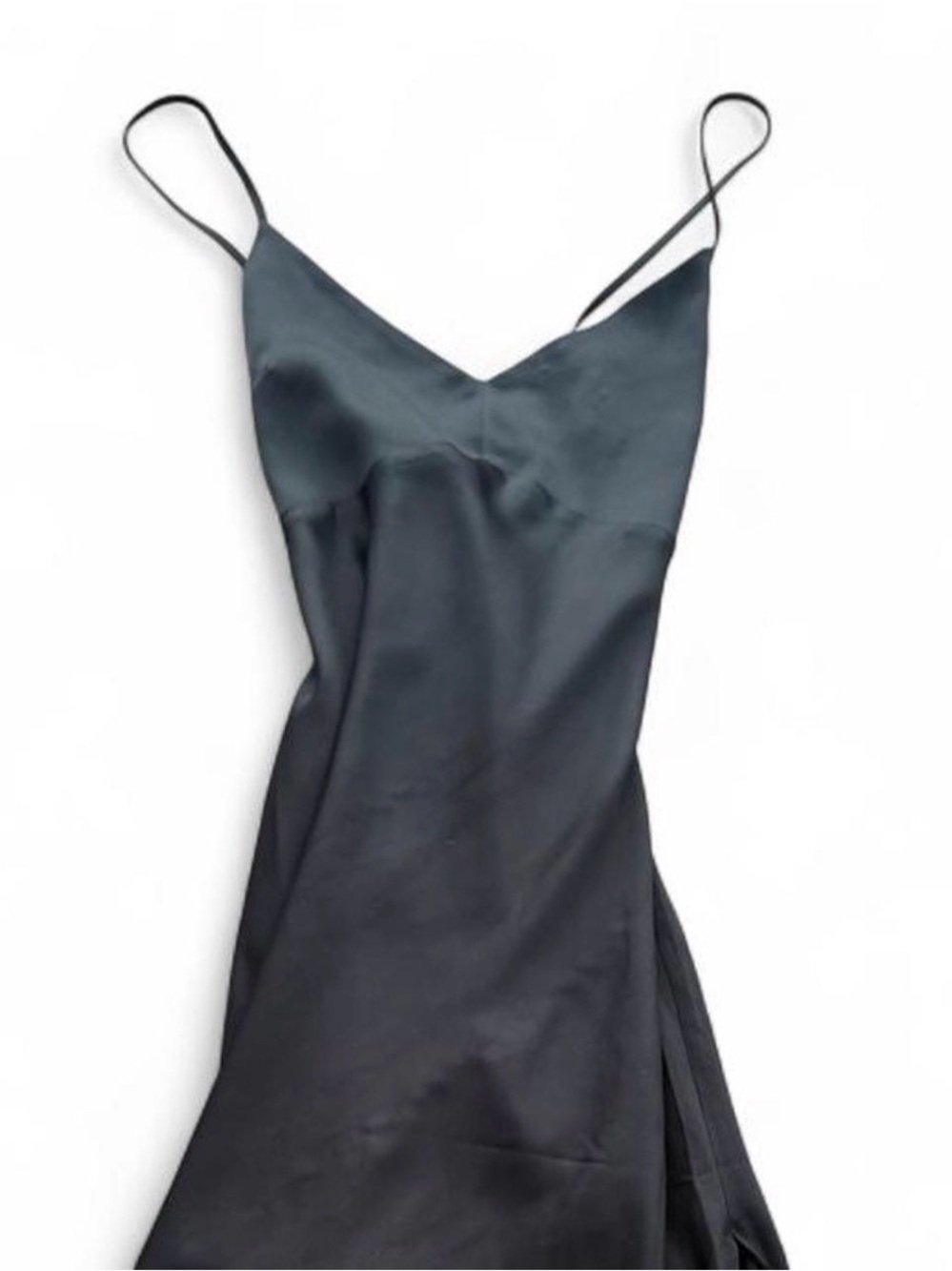 Abercrombie and Fitch Satin Slip Dress with Spaghetti Straps - Black